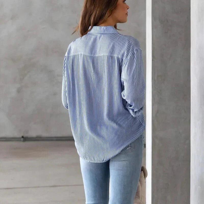 Camisa Feminina Listrada Oversized - Serena Beauty